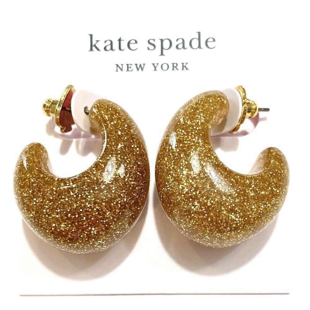 Kate Spade New York Women's Gold Glitter Huggies
